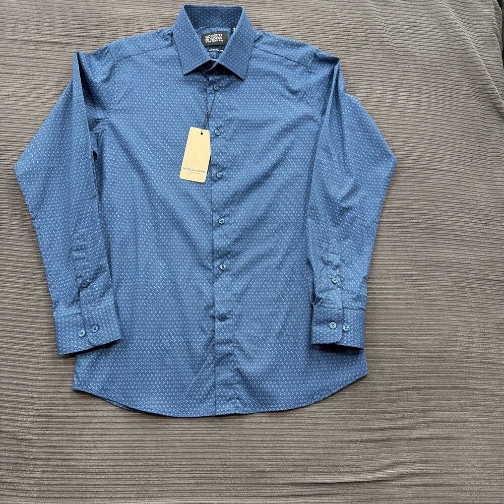 Scotch & Soda Dress Shirt Mens 15.5 Modern Fit Long Sleeve Button Up Patterned